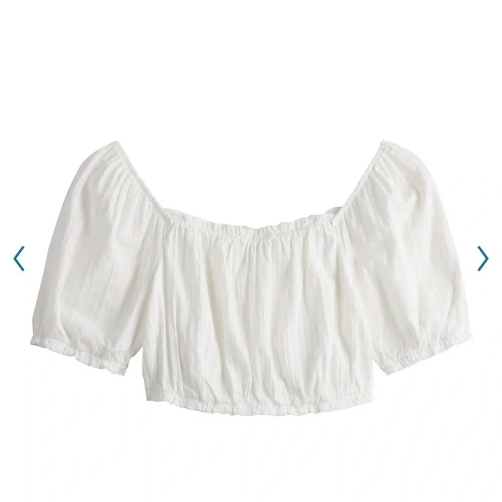 New Junior’s SO puff Sleeve Crop Top size L - Picture 3 of 7